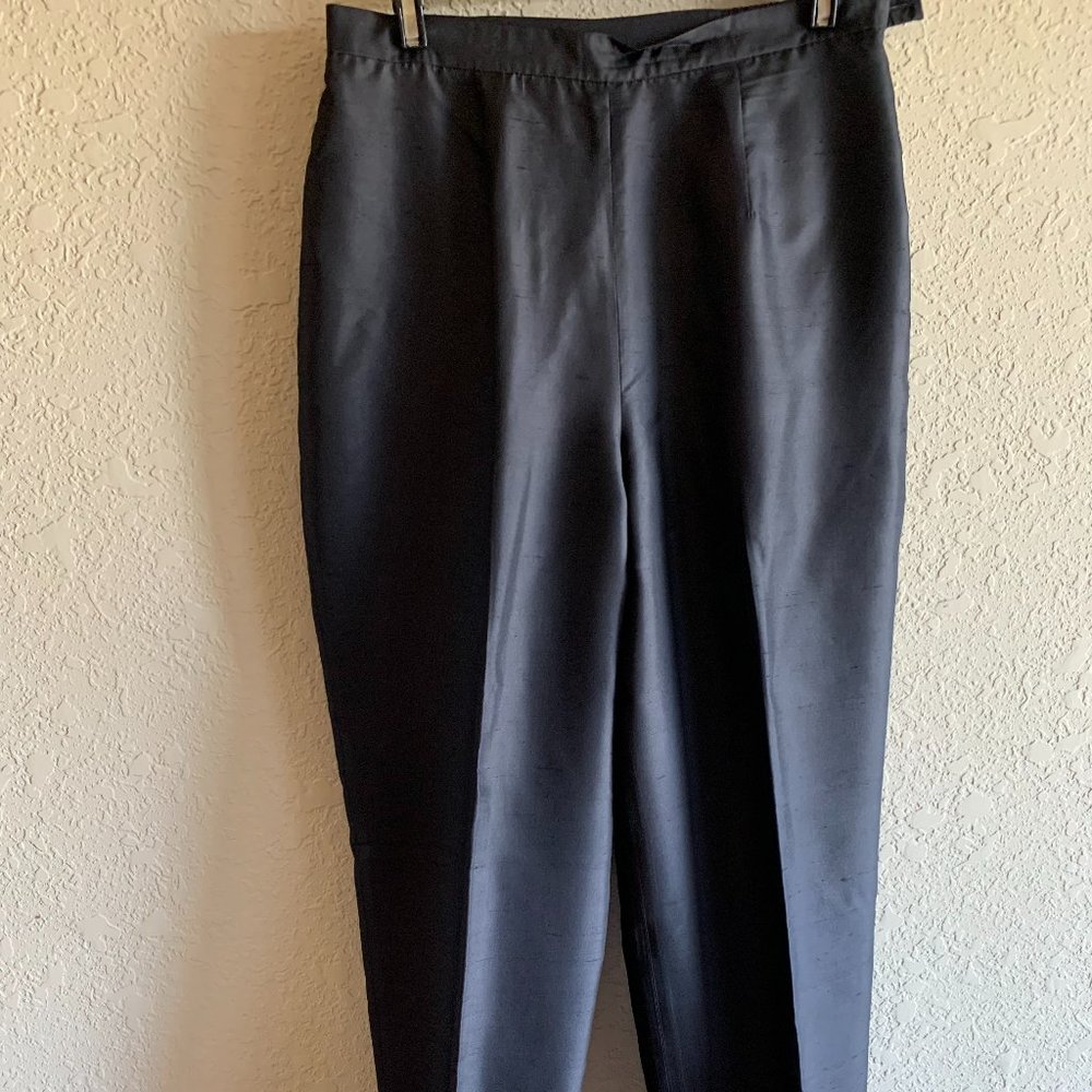 100% Silk Black Trousers tapering to ankle cut (worn twice) (S 12)